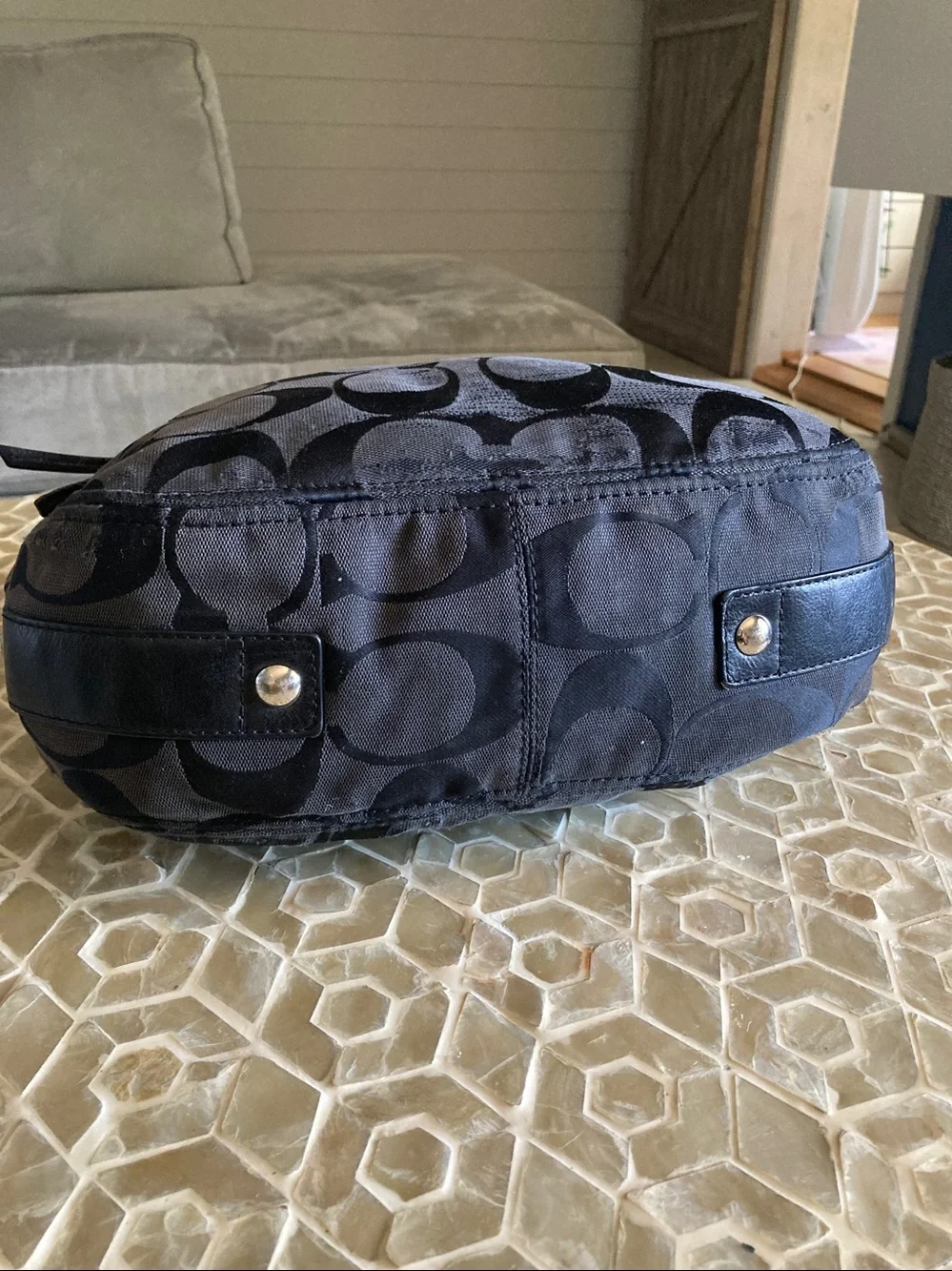 Coach Signature Zoe Vintage Hobo Signature Shoulder Bag